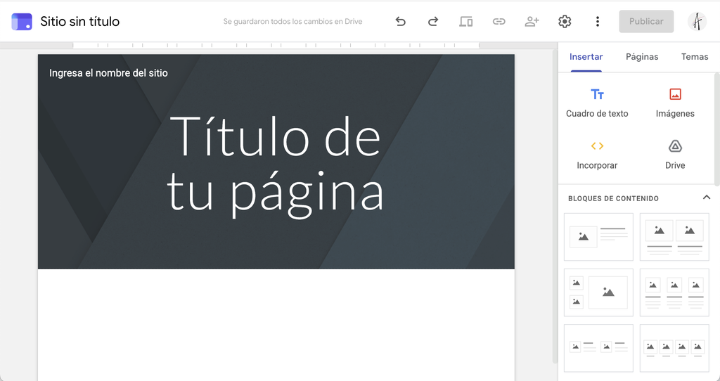 crear una landing page con google sites